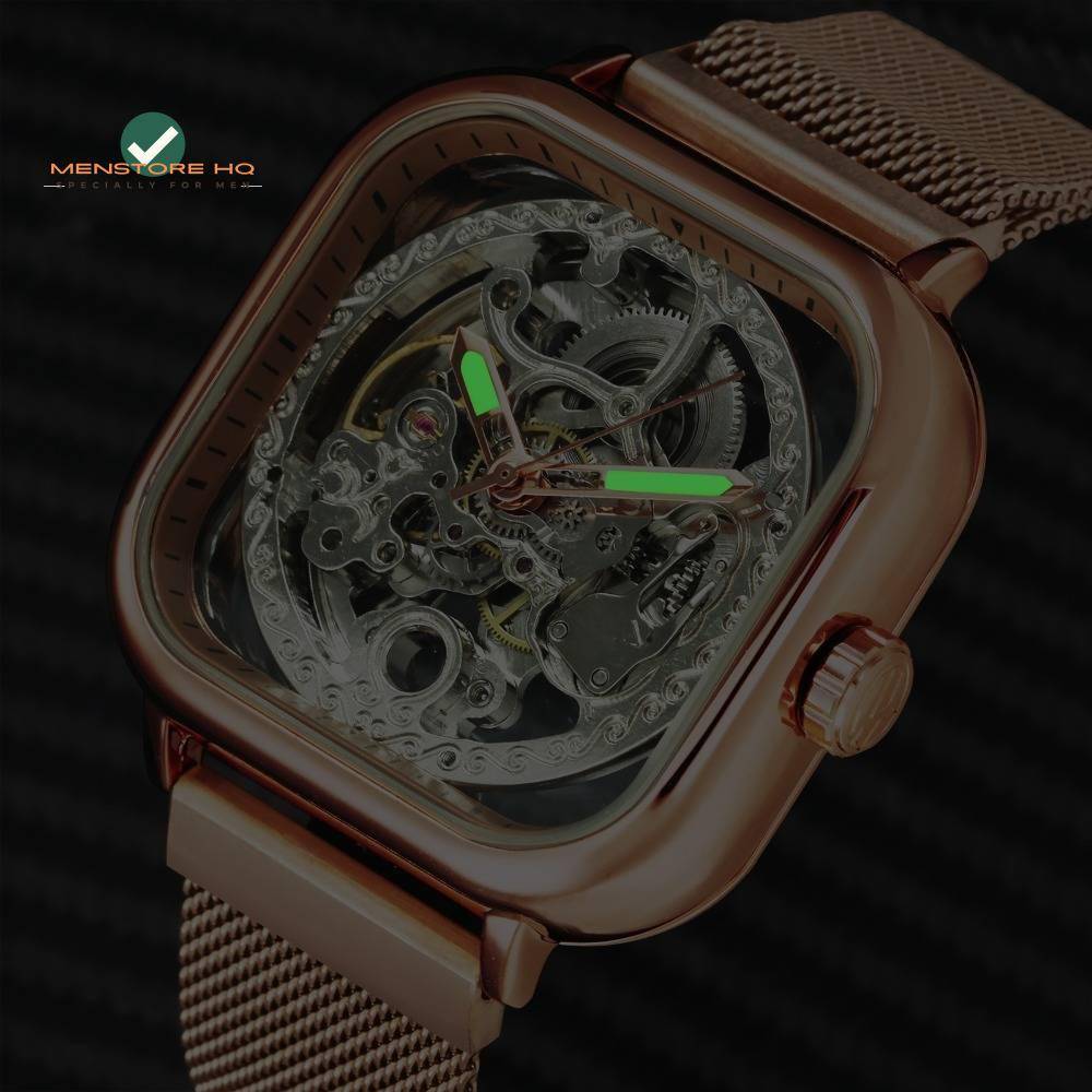 Men's Carved Hollow Mechanical Watch with Magnet Strap