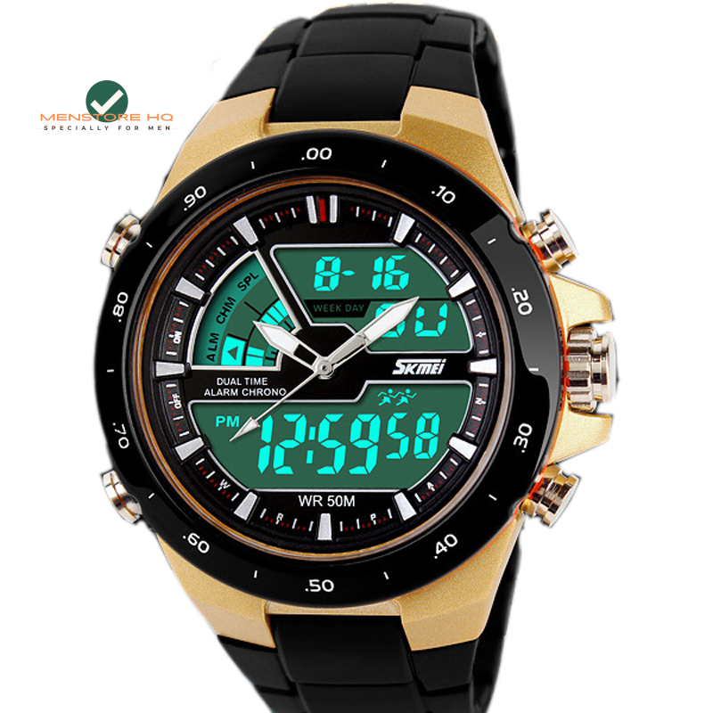 Waterproof Sports Wristwatches with Dual Display Sports Watches Watches cb5feb1b7314637725a2e7: Black|Blue|Gold|Green|Multicolor|Orange|red circle